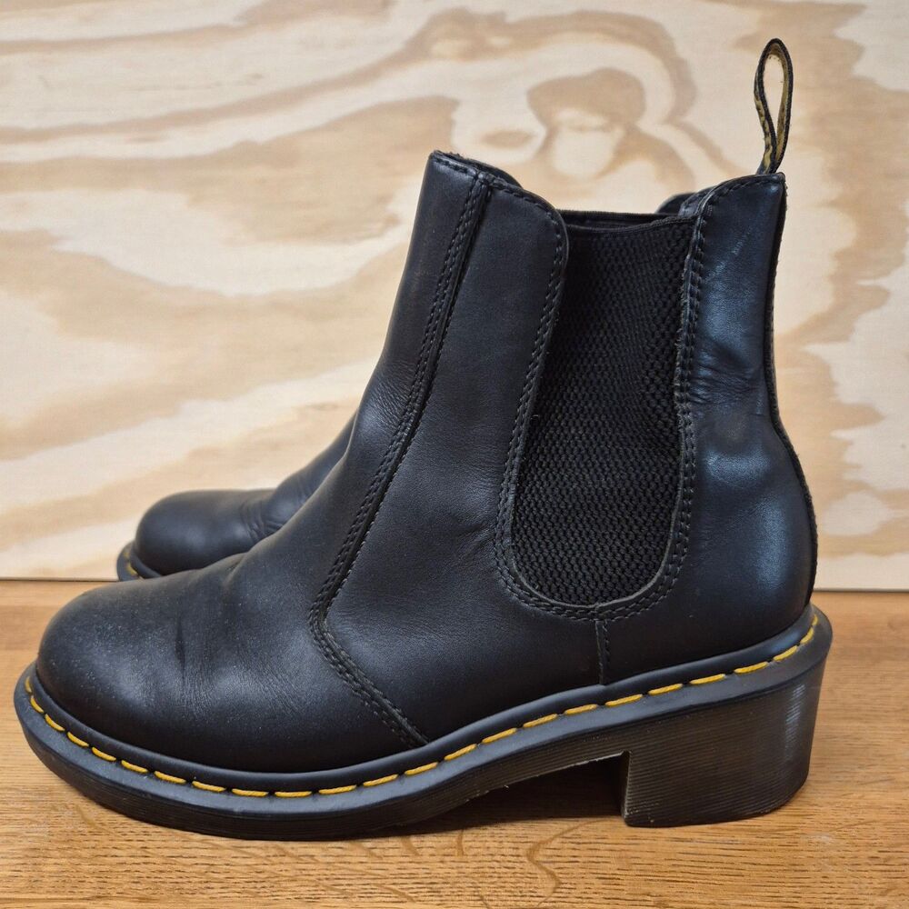 Dr. Martens Cadence Chelsea Boots Womens 11 Mens 10 Black Leather Block Heel